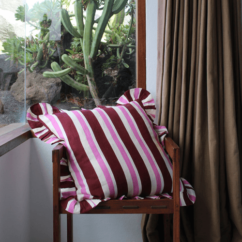 Image showing the Stripe Cushion Cover, 60 x 60cm, Burgundy & Cerise product.