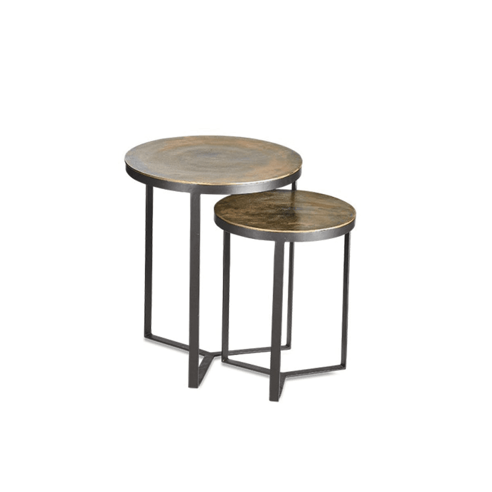 Maba Set of 2 nesting tables, Dia46cm, Antique Brass