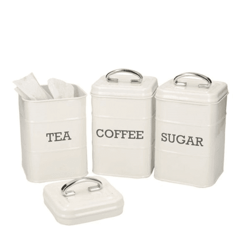 Image showing the Living Nostalgia 3 Piece Storage Tin Set, Antique Cream product.