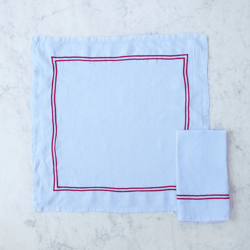 Set of Four Linen Napkins, 50 x 50cm, Blue