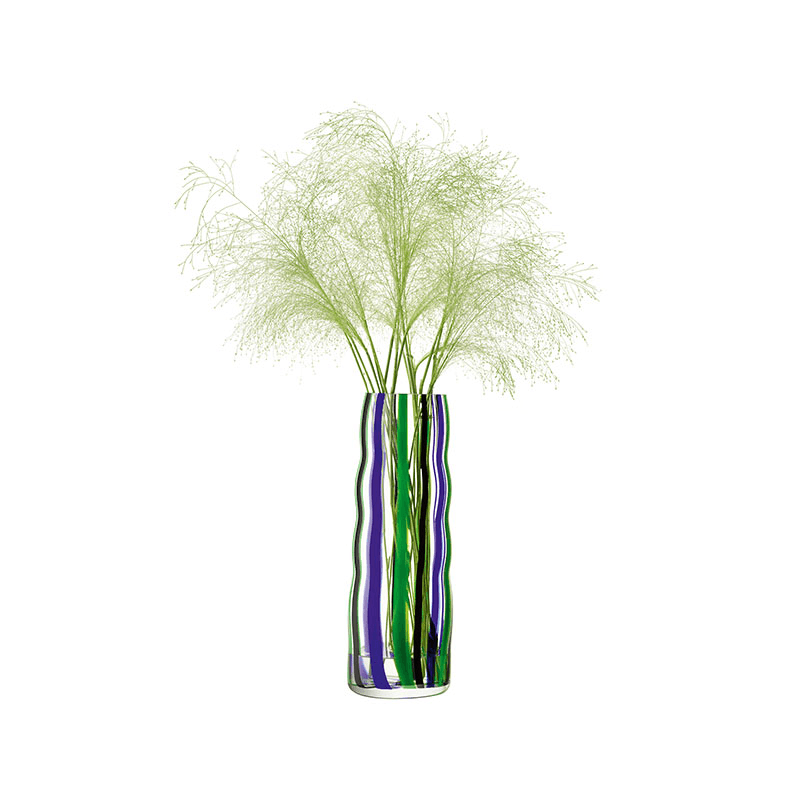 Folk Vase, H42cm, Black/Blue/Green