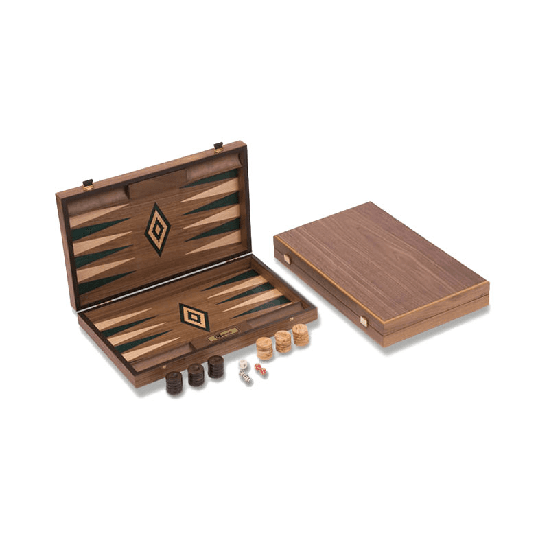 Uber Walnut Backgammon Set, Green