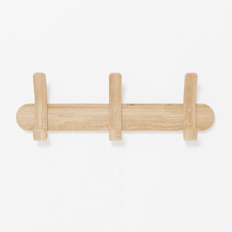 Left Hook 3 Hooks Rail, Oak