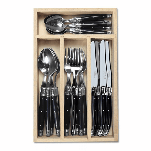 Image showing the 24 Piece Cutlery Set in Tray, Black product.