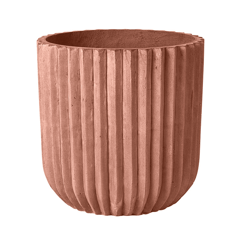 Fiber Set of 2 Planters, D37 x H37cm, Teracotta