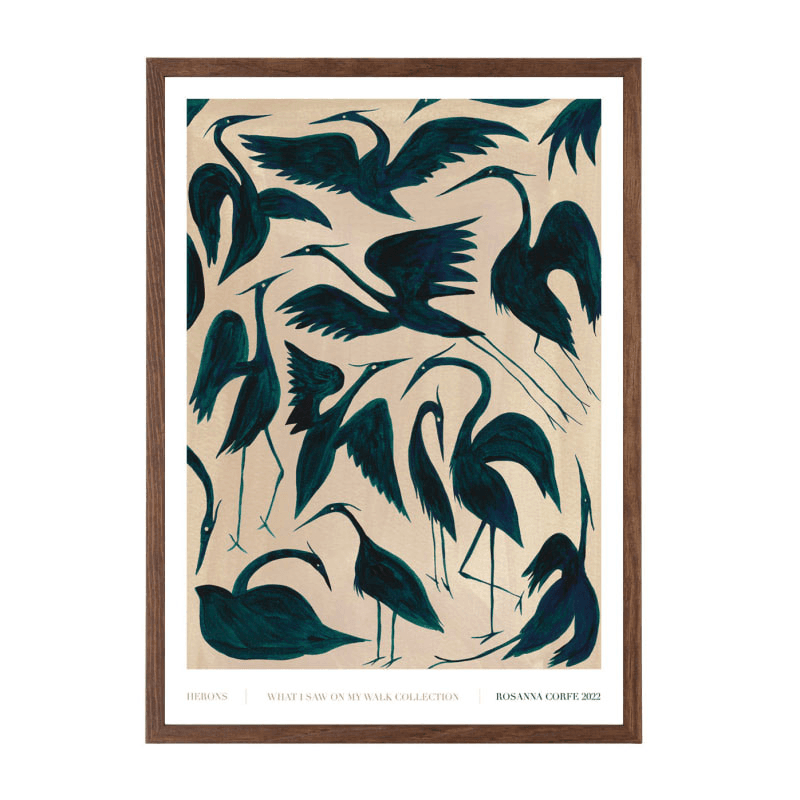 Herons Recylced Paper Print, A3, Teal