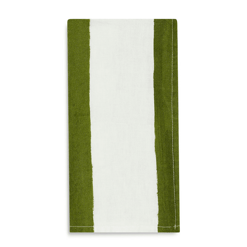 Stripe Linen Napkin, 50cm x 50cm, Avocado Green