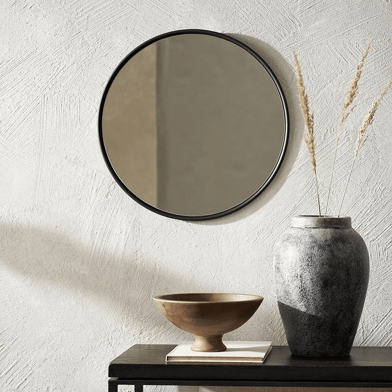 Marton Round Mirror, D46cm, Black