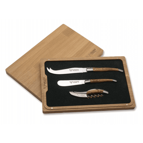 Image showing the Laguiole 3-piece Cheese Set, Oak Wood Handles product.