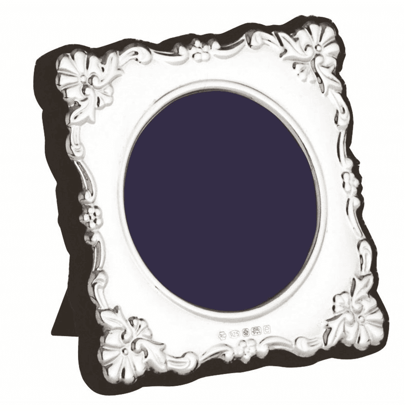 British Antique Photograph frame, 2 x 2", sterling silver with blue velvet back