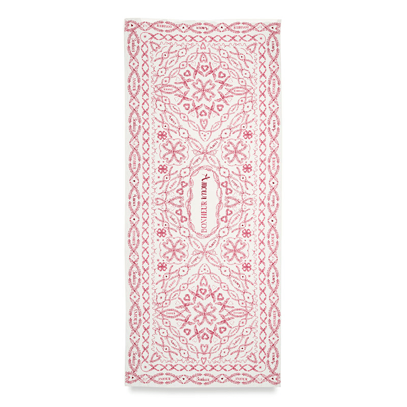 Amour Bonheur Linen Tablecloth, 165 x 300cm, Red