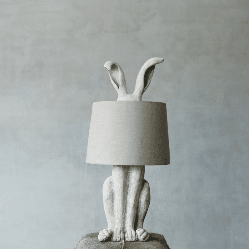 Hetty Hare Table lamp, H76 x W24 x D39cm, Distressed White