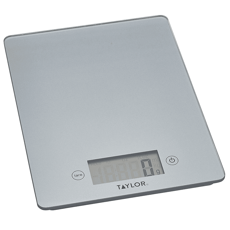 Glass digital scale, L23 x W17cm, Pewter