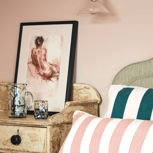 Image showing the Nook Stripe Small Lumbar Cushion, 65 x 35 cm, Red /White product.