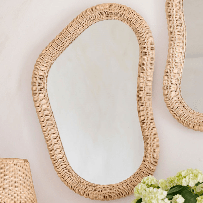 Joy Rattan Asymmetric Mirror, 84cm, Natural
