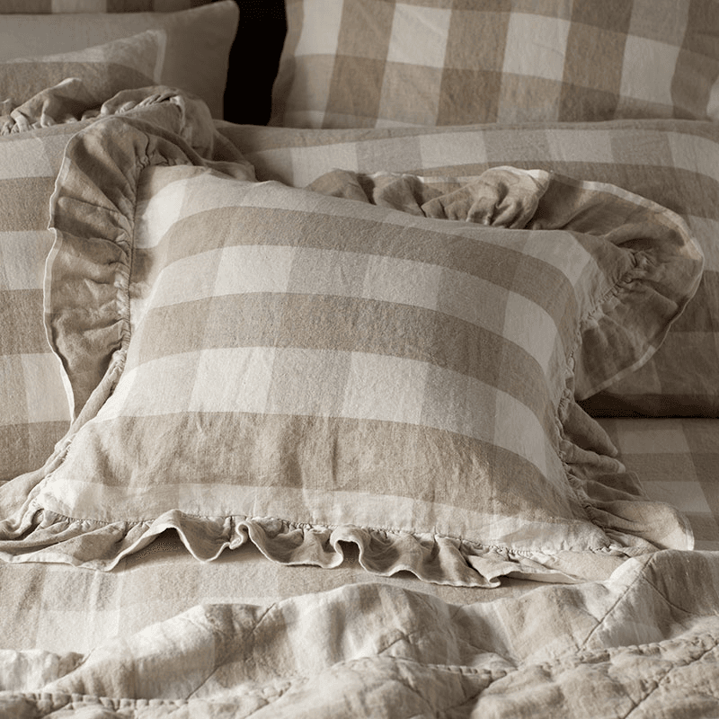 Gracie Gingham Cushion Cover, 50 x 50cm, Natural