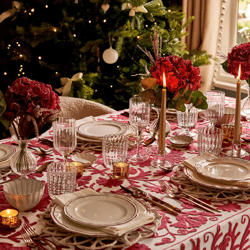 Provence Set of 4 Dinner Plates, D27cm, Burgundy