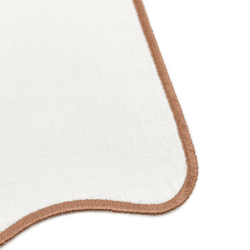 Scalloped Linen Dinner Napkin, Dusty Rosewood, 50cm, Dusty Rosewood