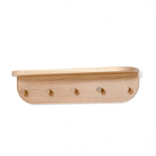 Image showing the Nook Five Hook Shelf, H19 x W71cm, Oak product.