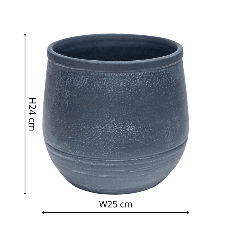 Handthrown Planter, D25cm, Azurite