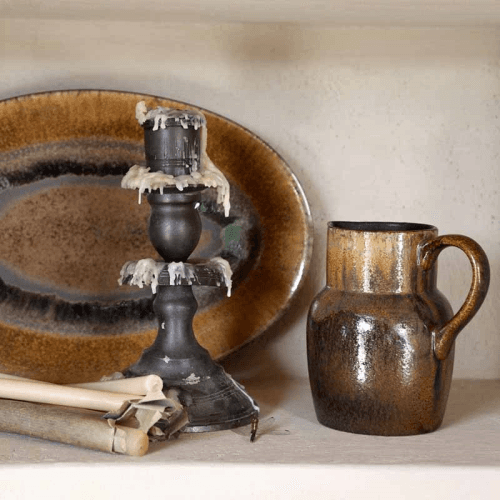 Image showing the Poterie Oval Platter, D46cm, Mocha Latte product.