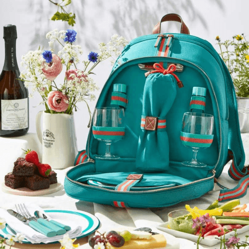 Image showing the 2 Person Canvas Picnic Backpack, Eau de Nil product.