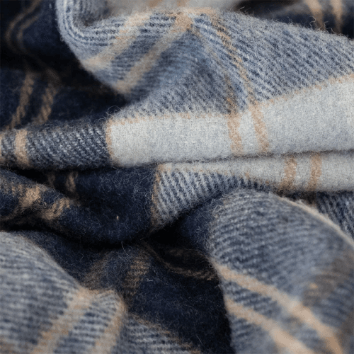 Image showing the Check Recycled Wool Blanket, 145 x 190cm, Bannockbane Silver Tartan product.