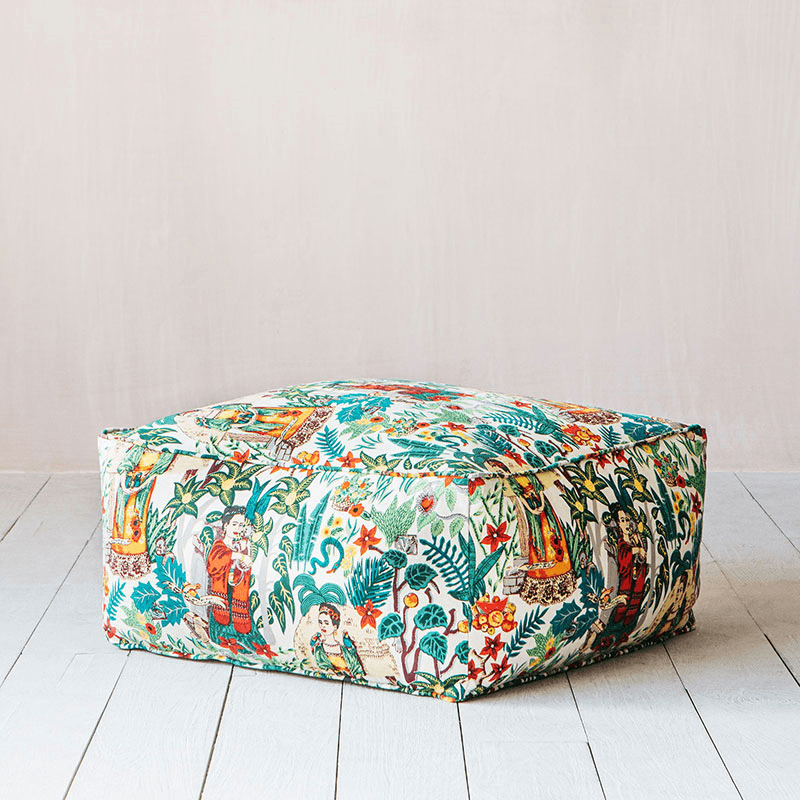 Mexicana Pouffe, H30 x W60 x D60cm, Red & Green