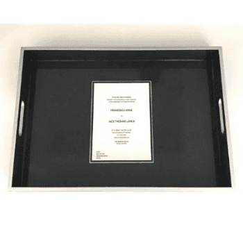 Wedding Invitation Tray, Contemporary, Gun Metal