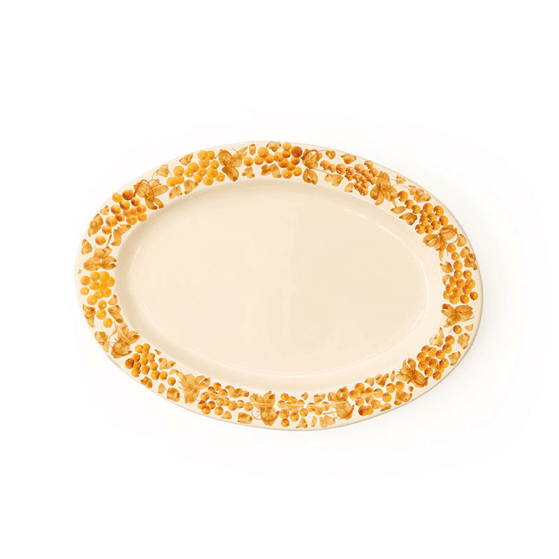 Vine Serving Platter, W42.5 x L30cm, Tan and Mustard
