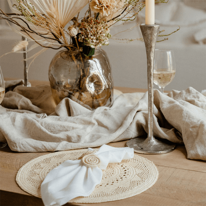 Classic Set of 2 Open Weave Placemats, D30cm, Natural