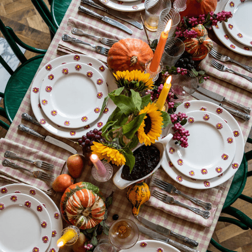 Image showing the Winter Daisy Set of 4 Side Plates, H 3cm, W 22cm, D 22cm, White product.