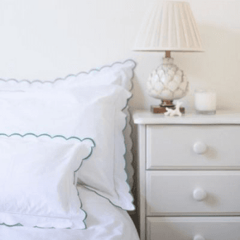 Pillowcase, Oxford, Scalloped Edge, Green