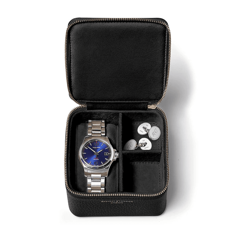 Travel Watch & Ring Box, L12 x W12cm, Black Pebble