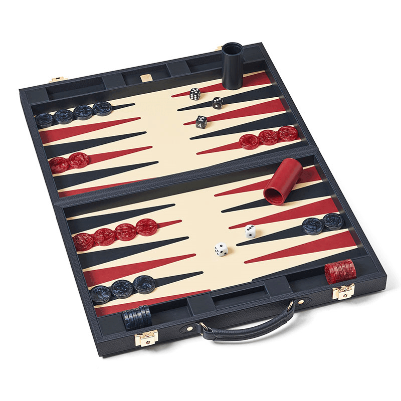 Backgammon Set, L45cm x W30cm, Navy Pebble