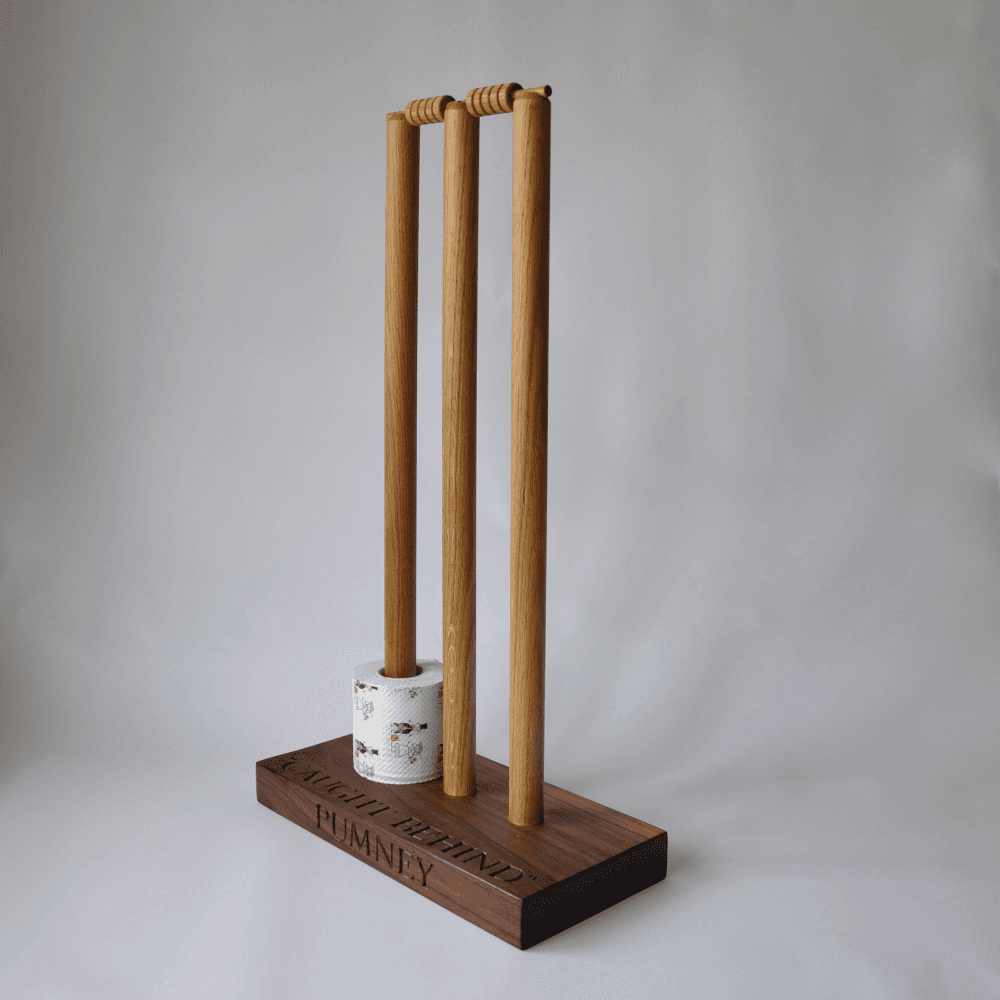 Cricket Wicket Personalised loo roll holder, 70 x 40 x 20cm, Oak