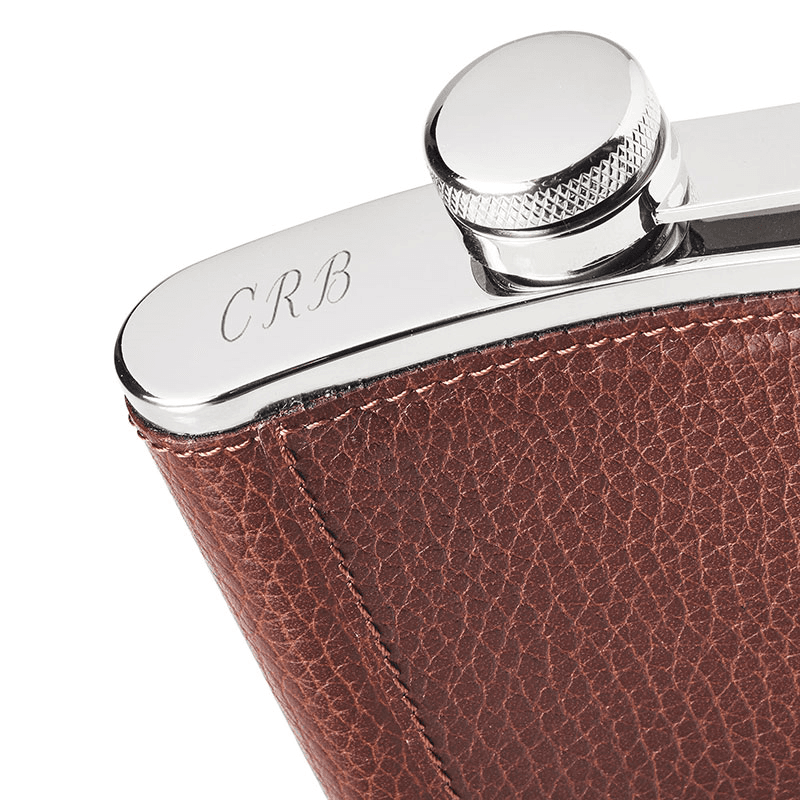 Classic Hip Flask, H11.5 x W9.5cm, Tobacco