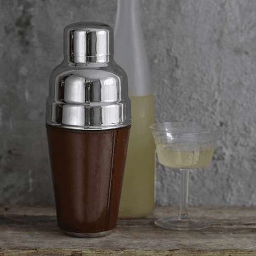 Image showing the Cocktail shaker, H23 x D9.5cm, tan leather product.