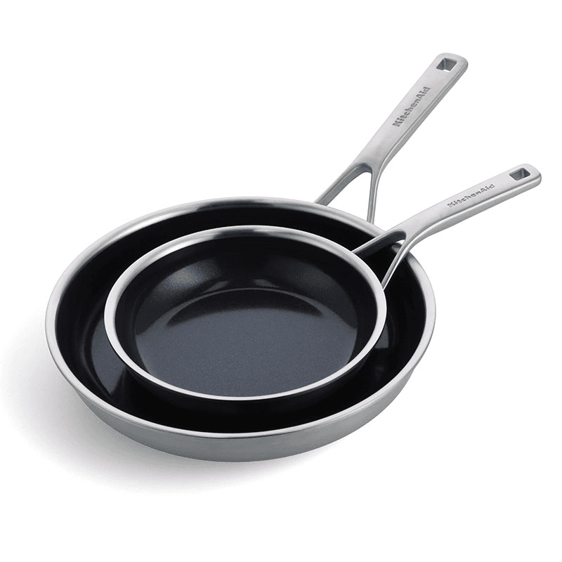 MultiPly - Ceramic Stainless Steel Non-Stick Frying Pan Set, 20cm & 28cm, Silver