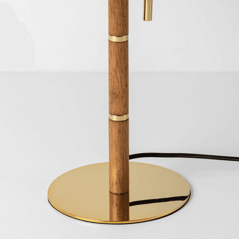 Disk Table Lamp, H51cm, Brass & Wood