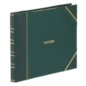 Classic Half Bound Plain Visitors Book, L22 x W28.5cm, Green