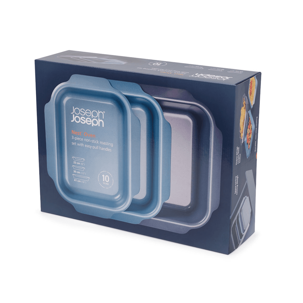 Nest Set of 3 Roasting Trays, Blue
