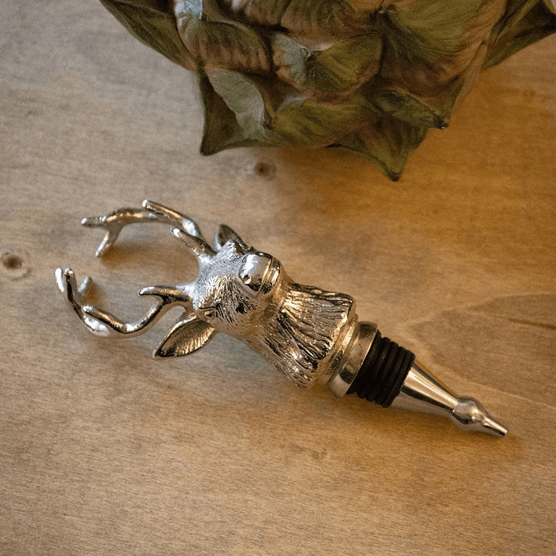 Stag Bottle Stopper, H18.5 x W6cm, Nickel
