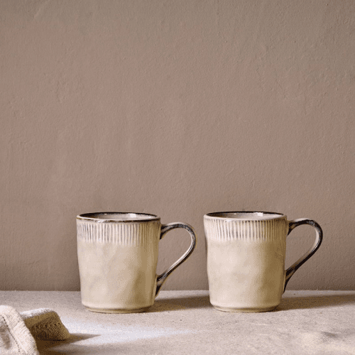 Image showing the Malia Set of 2 Mugs, 380ml, Cream product.