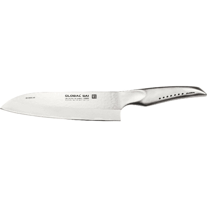 Sai Santoku Knife, 19cm, Silver