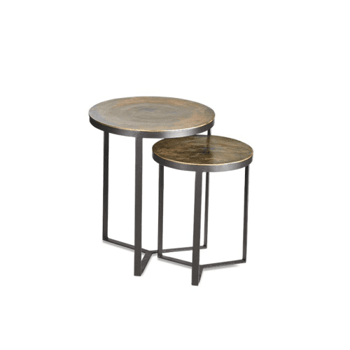 Image showing the Maba Set of 2 nesting tables, Dia46cm, Antique Brass product.