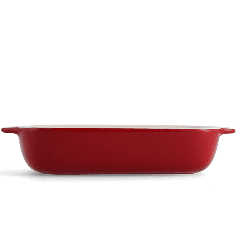 Stoneware Dish with Bamboo Lid, 32cm, Empire Red