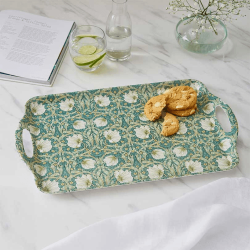 Image showing the Morris & Co Pimpernel Privat Large Handled Tray, 48 x 29.5cm, Green product.