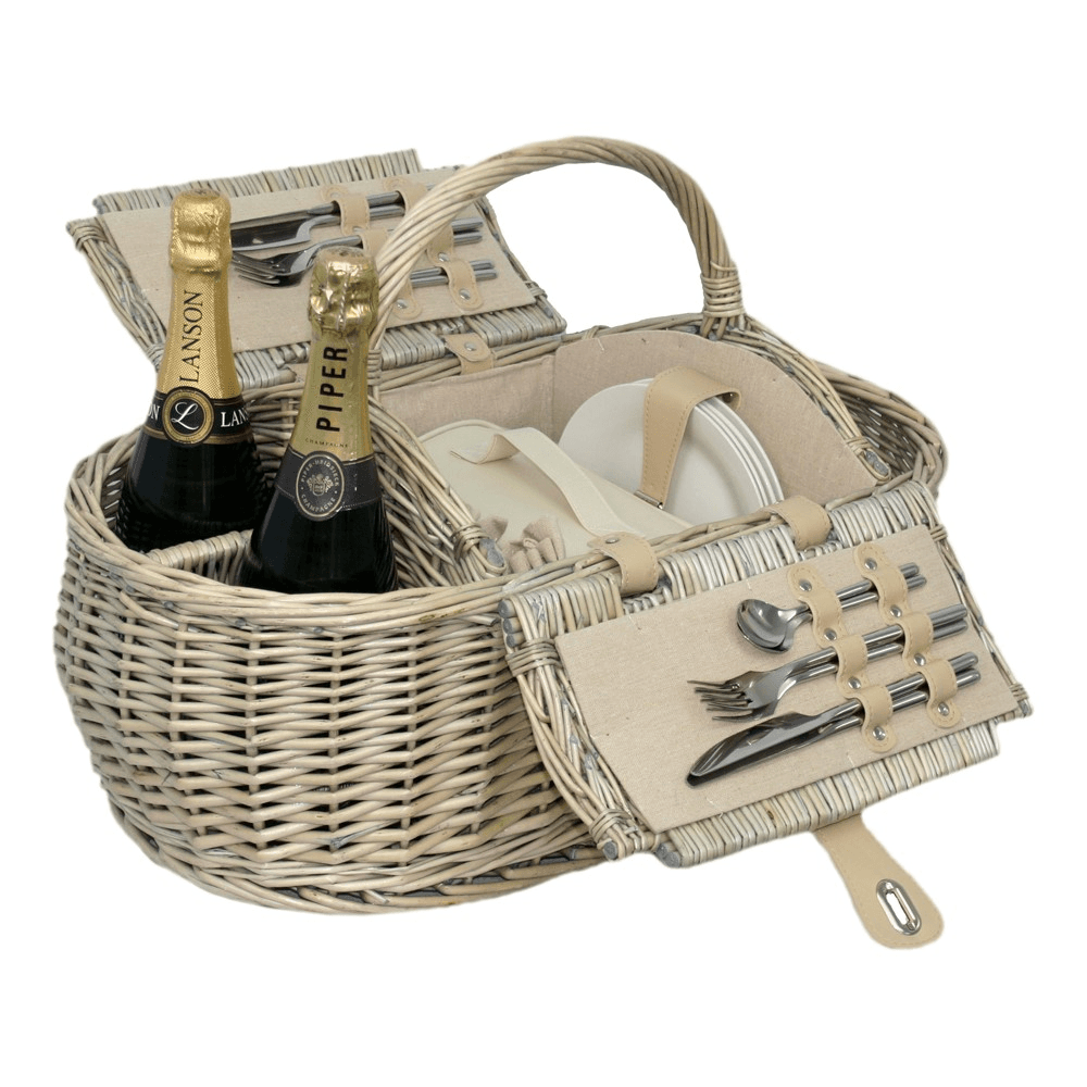 Boat Picnic hamper, H27 x W29 x L59cm, Cream/Beige