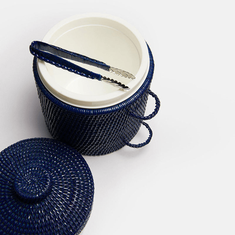 Strand Rattan Ice Bucket, H25cm, Dark Blue